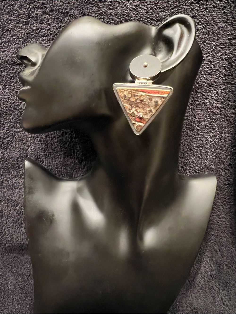 Sterling Silver Statement Triangular Mixed-Stone Drop Earrings